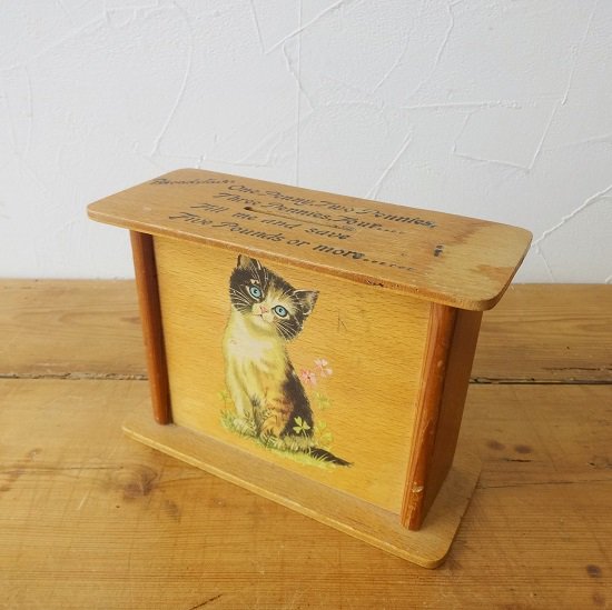 イギリス ヴィンテージ ネコの貯金箱 木製 - drop antiques ドロップ 