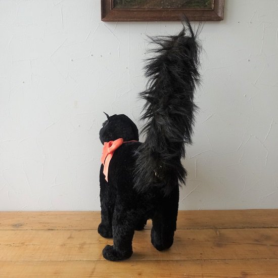 イギリス アンティーク テディベア ぬいぐるみ フサフサしっぽの大きな黒猫 ネコ 実物大 全長３２cm - drop antiques ドロップ アンティークス アンティーク家具と雑貨