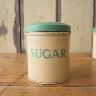 イギリス　ヴィンテージ　タラ社のブリキ製キャニスター　缶　クリーム＆グリーン　SUGAR