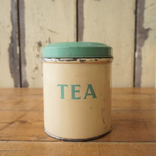 イギリス　ヴィンテージ　タラ社のブリキ製キャニスター　缶　クリーム＆グリーン　TEA