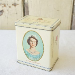 イギリス　ヴィンテージ　コロネーション　ブリキ缶　紅茶缶　エリザベス女王　戴冠記念　１９５３年　