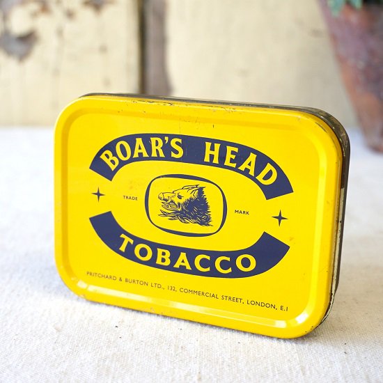 イギリス　ヴィンテージ　ブリキ缶　タバコ　BOAR'S HEAD - drop antiques ドロップアンティークス アンティーク家具と雑貨