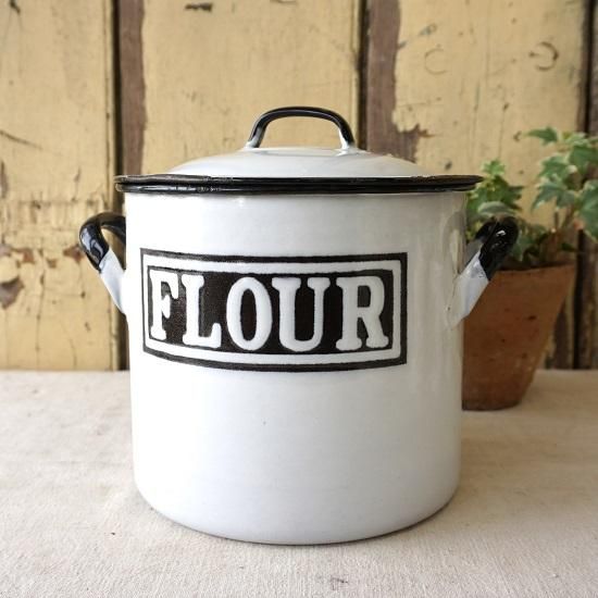 イギリス アンティーク フラワー缶 flour 小麦粉 ホーロー エナメル