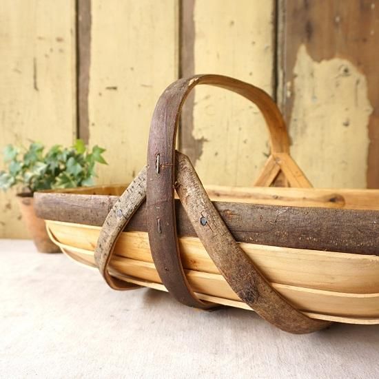 イギリス The Trug store Sussex ガーデントラッグ 収穫カゴ バスケット 大きなサイズ ５０cm - drop antiques  ドロップアンティークス アンティーク家具と雑貨