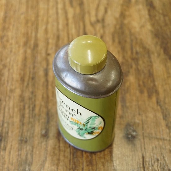 イギリス　ヴィンテージ　ブリキ缶　French Fern Talcum powder　汗どめ　ベビーパウダー - drop antiques  ドロップアンティークス アンティーク家具と雑貨