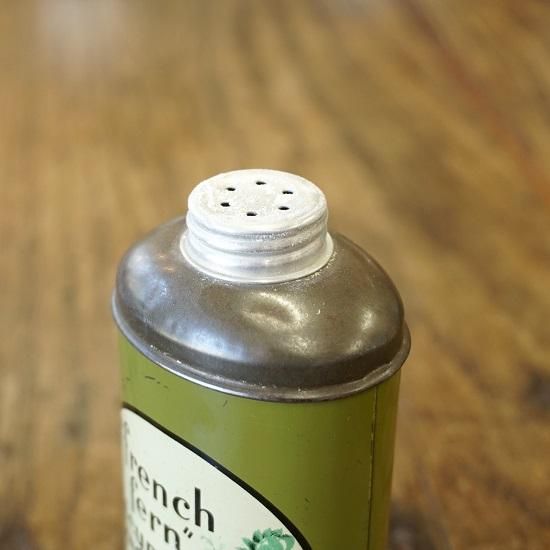 イギリス　ヴィンテージ　ブリキ缶　French Fern Talcum powder　汗どめ　ベビーパウダー - drop antiques  ドロップアンティークス アンティーク家具と雑貨