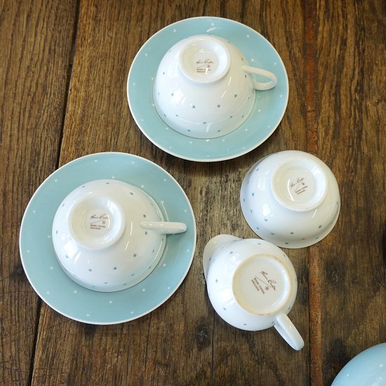 イギリス ヴィンテージ スージークーパー TEA FOR TWO SET レイズドスポット 淡いブルー - drop antiques  ドロップアンティークス アンティーク家具と雑貨