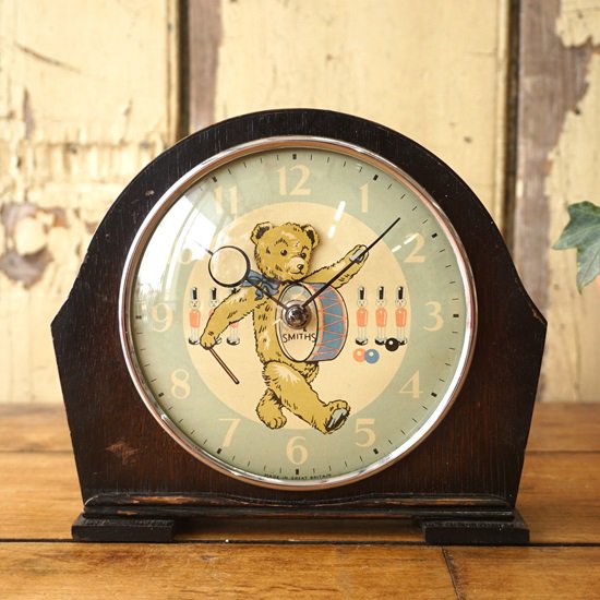 イギリス ヴィンテージ スミス社 クマの置き時計 首振りアクション 