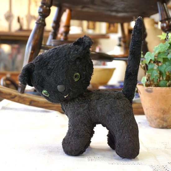 イギリス ヴィンテージ ぬいぐるみ テディベア キュートな黒猫 子猫 ネコ - drop antiques ドロップアンティークス アンティーク 家具と雑貨