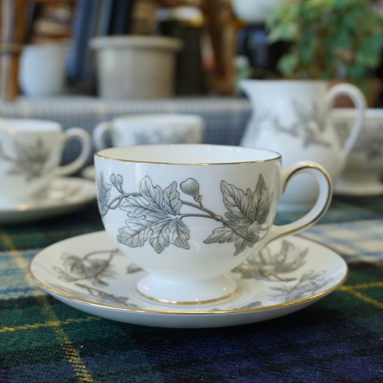 イギリス　ヴィンテージ　WEDGWOOD　ウェッジウッド　「アシュフォード」　C&S　希少　極上コンディション　３客有り - drop  antiques ドロップアンティークス アンティーク家具と雑貨