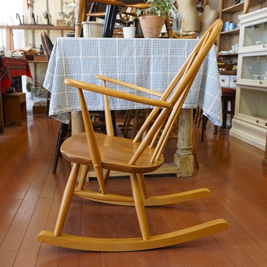 イギリス ヴィンテージ ercol アーコール クエーカーロッキングチェア 希少 - drop antiques ドロップアンティークス アンティーク 家具と雑貨