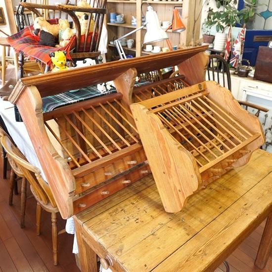 イギリス ヴィンテージ パイン材のプレートラック PENNY PINE 幅