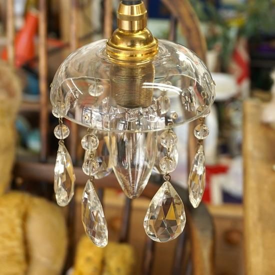 フランス ヴィンテージ クリスタルガラスのプチシャンデリアシェード