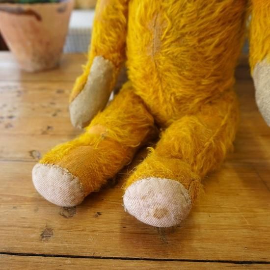 ブロンドヘア 大きな頭のテディベア アンティークベア ヴィンテージ フランス アンティーク ヴィンテージ 大きな耳のテディベア 54cm