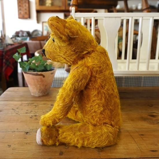 ブロンドヘア 大きな頭のテディベア アンティークベア ヴィンテージ フランス アンティーク ヴィンテージ 大きな耳のテディベア 54cm