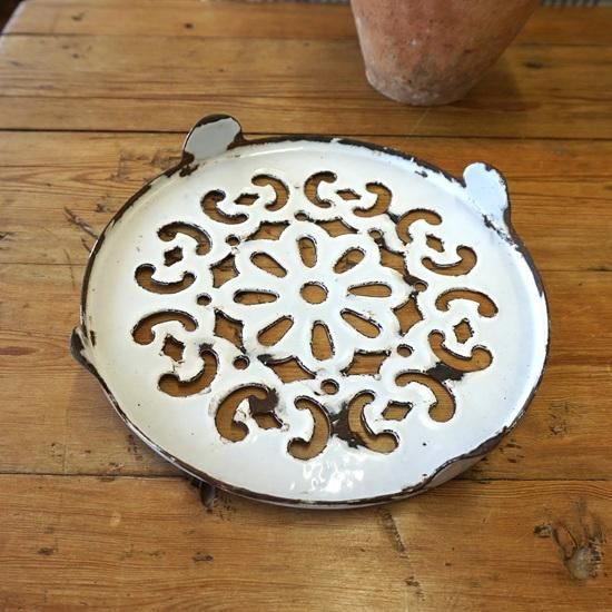 フランス アンティーク ブロカント ホーローの鍋敷き トリベット