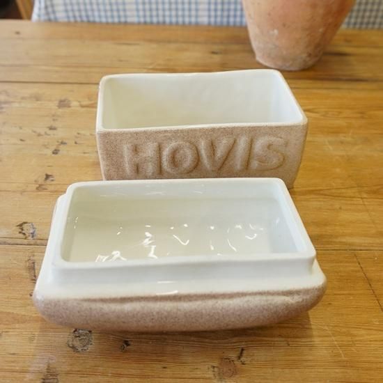 ヴィンテージ アンティーク ホーロー バターケース イギリス ヴィンテージ カールトンウェア HOVIS ノベルティ 陶器