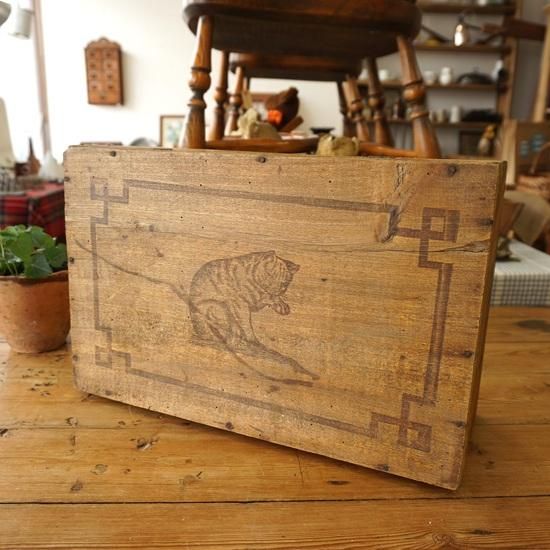 フランス アンティーク ネコの木箱 AMIDON AU CHAT 希少