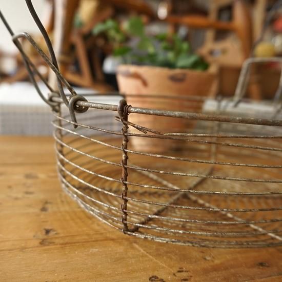 イギリス ヴィンテージ ワイヤーバスケット エッグバスケット Φ21cm