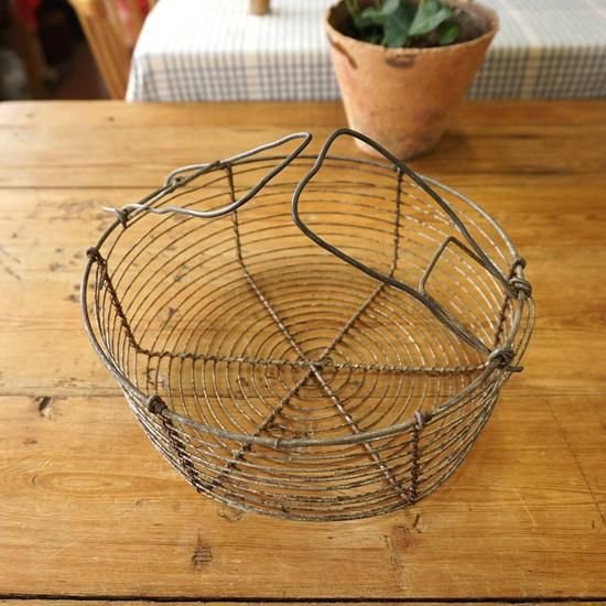 イギリス ヴィンテージ ワイヤーバスケット エッグバスケット Φ21cm