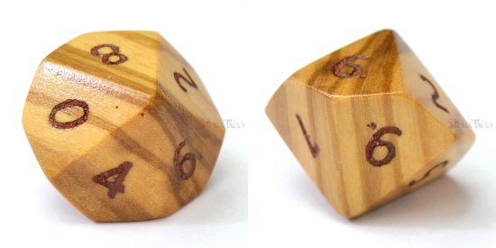 オリーブの木◆木製多面体ダイス7個セット ドッグマイト 10面サイコロ