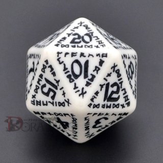 D20単品・ルーニック(ルーン) 【ホワイト&ブラックダイス】 20面×1個