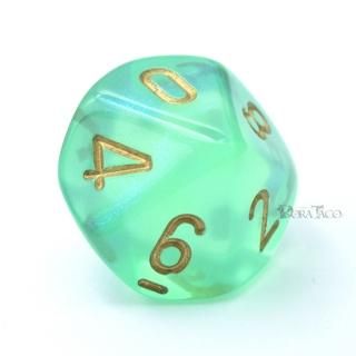 アラビア数字◇オーロラ【スカイブルー＆ホワイト】6面サイコロ(ダイス