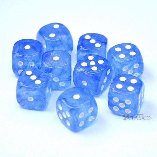単品◇オーロラ 12mm【スカイブルー＆ホワイト】6面サイコロ(ダイス
