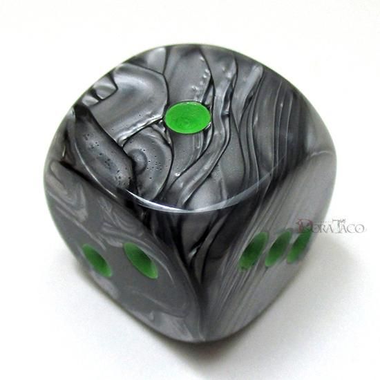 20mm◇ジェミニ【ブラック・グレイ＆グリーン】6面サイコロ(ダイス