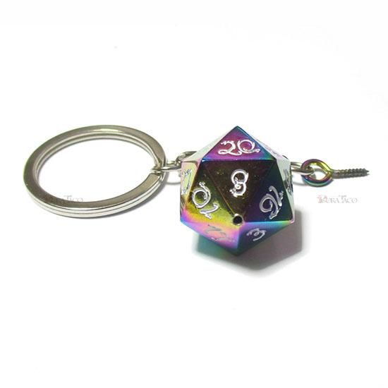 取外可能◇20面メタルダイス キーホルダー【レインボー】 - クトゥルフ