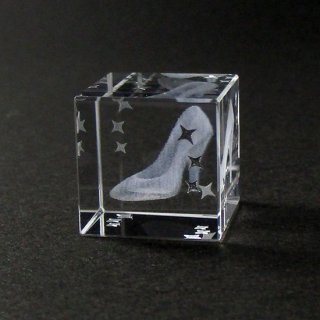 単品・シンデレラ ガラスの靴【銀色ピプス】3Dレーザー6面サイコロ