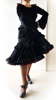 【美品 フラメンコ衣装】光沢ベロア Manzanilla マンサニージャ ドレス