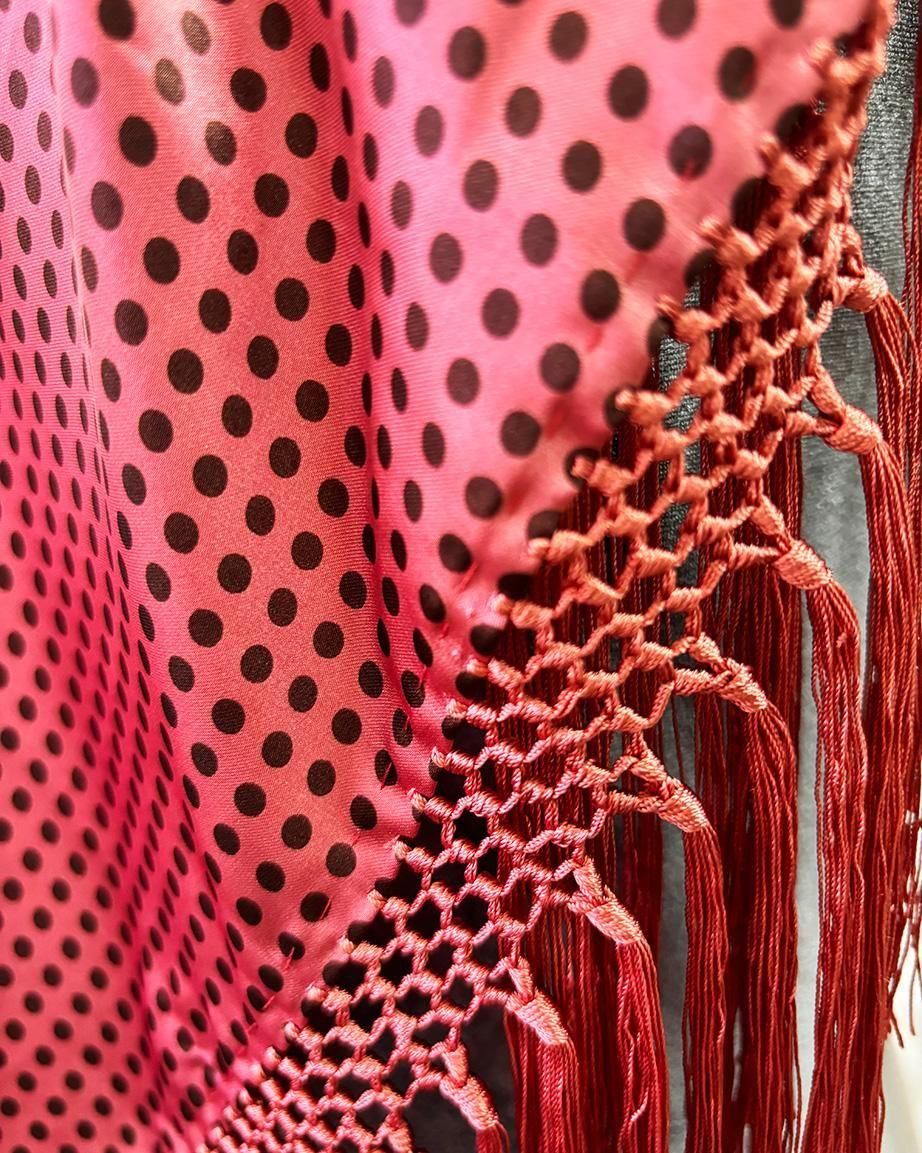 hpc339シージョ サテン コーラル×茶ドット - フラメンコ衣装の