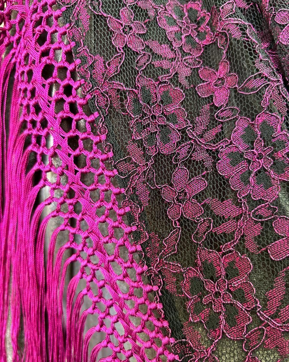 hpc340シージョ レース 赤紫・黒 - フラメンコ衣装のマンサニージャ