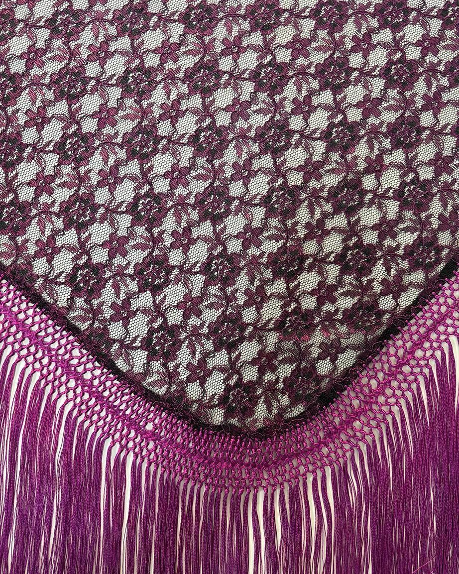 Manzanillaフラメンコ衣装⚫︎黒地紫花柄ツーピース Manzanillaフラメンコ衣装⚫︎黒地紫花柄ツーピース