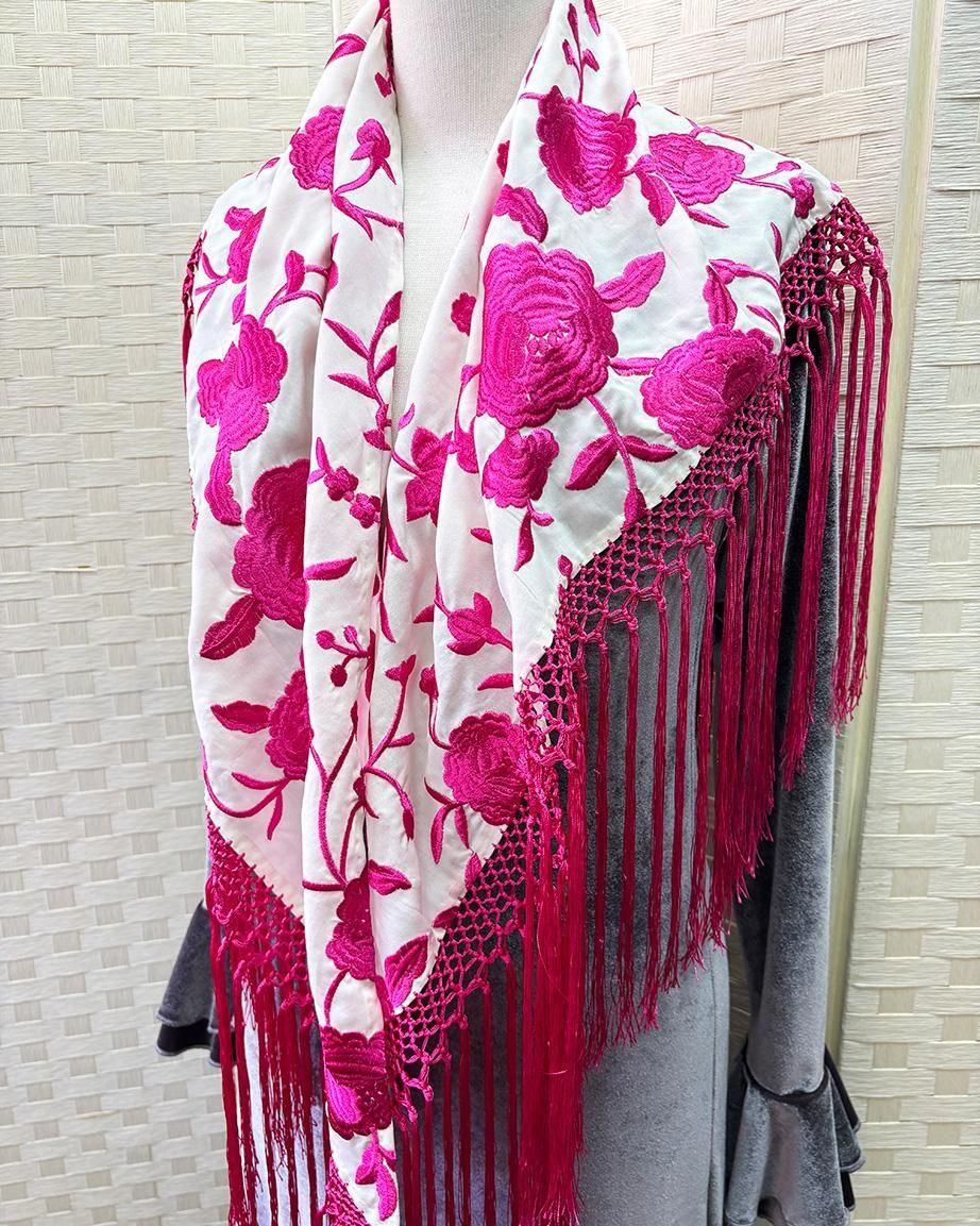 Maricruz フラメンコ フェリア 衣装 シージョ フローレス ☆【RPK-1-9】フレコ付き総レース大判シージョ(オレンジ