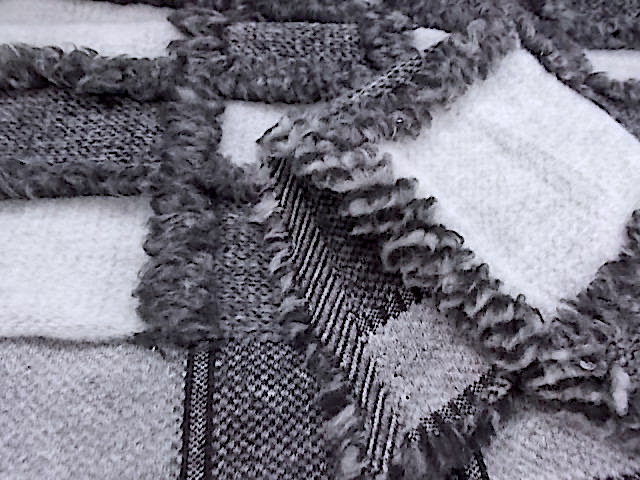 パドカレウールパッチワークジャケット美品 ウォッシャブル】ジャケット 2つボタン ストレッチ 黒無地 S＆M