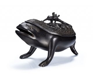 銅 香炉 三足の蛙