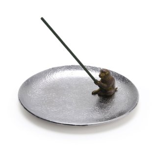 銅 香立 猿（錫受皿付セット）