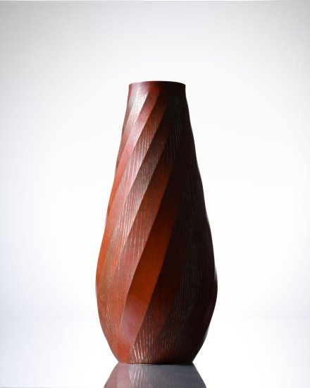 鍛銅鑞流花器 / Tando Ronagashi Kaki (Hammered Copper Flower Vase with silver  braze) - 清課堂オンラインストア