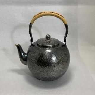 本錫 湯沸 急須 四君子文 瑪瑙 摘 継山造 工芸品