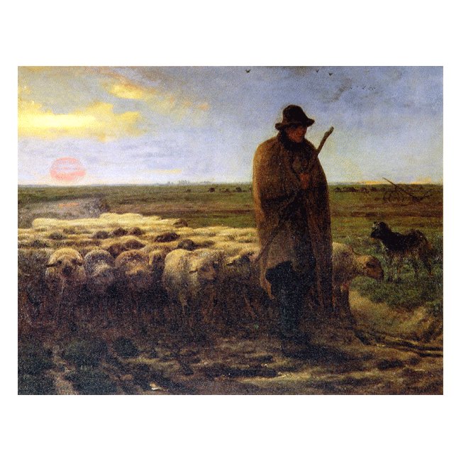 ジャン=フランソワ・ミレー 『夕暮れに羊を連れ帰る羊飼い』 複製画-