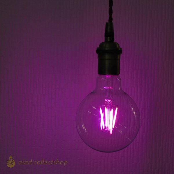 【AMEDAMA】 モモピンク カラーフィラメント LED電球 E26 4W FLDC-G95/P