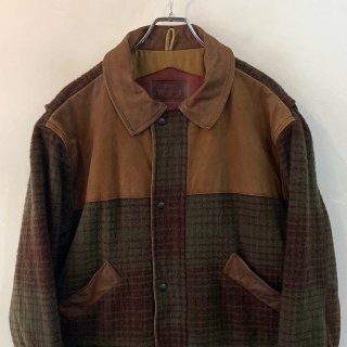 <img class='new_mark_img1' src='https://img.shop-pro.jp/img/new/icons1.gif' style='border:none;display:inline;margin:0px;padding:0px;width:auto;' />1980s Woolrich  wool  leather jacket . made in usa . size large .