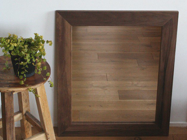 木枠の鏡 ブラックウォルナット材650×500 木枠幅30mm