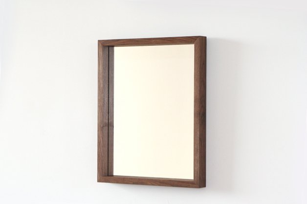 木枠の鏡 ブラックウォルナット材 H450×W550×D50mm