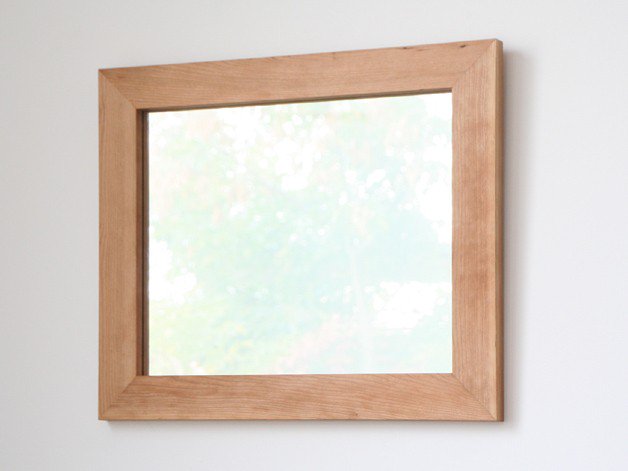 木枠の鏡 ブラックチェリー材 H630×W530×D25mm