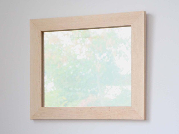 木枠の鏡 ハードメープル材 H630×W530×D25mm