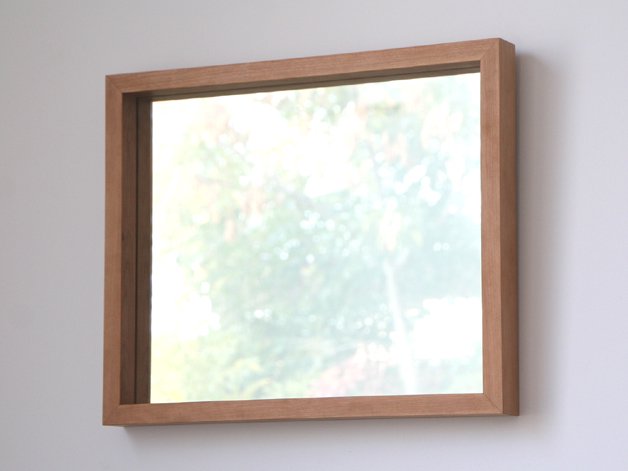 木枠の鏡 ブラックチェリー材 H450×W550×D50mm