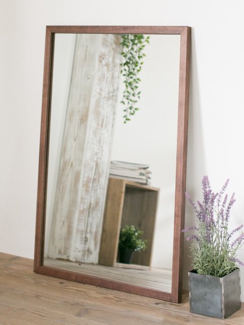 木枠の鏡 ブラックウォルナット材 1000×700ミリ 木枠幅30ミリ